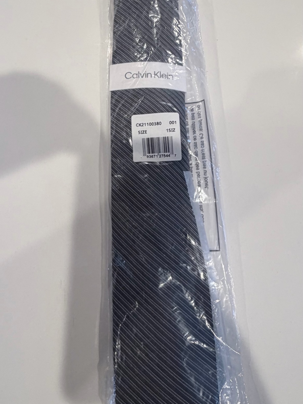 Calvin Klein Black and White Diagonal Stripe Tie